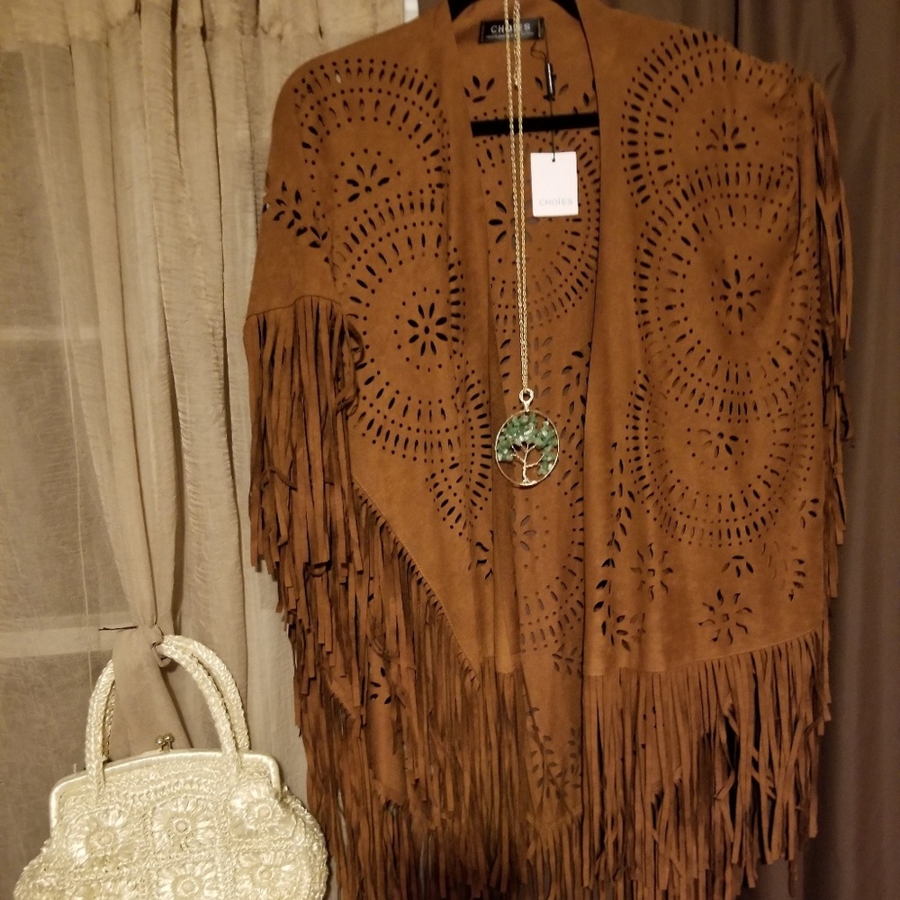 Oh so Boho suede look Gypsy shawl Free size
